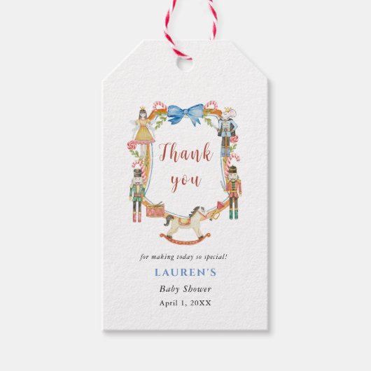 くるみ割りクリスマスベビーシャワー感謝していユーズ ギフトタグ (正面)