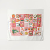 くるみ割りクリスマスホリデーピンクのアドベントカレンダー タペストリー (正面(横))