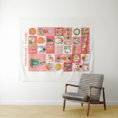 くるみ割りクリスマスホリデーピンクのアドベントカレンダー タペストリー (インサイチュ(横))