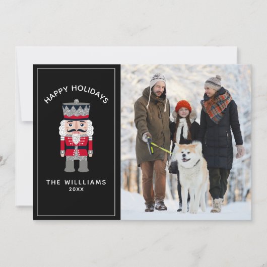 くるみ割りクリスマスレッドブラックエレガント写真 カード (正面)