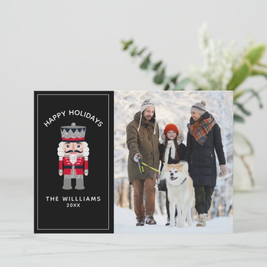 くるみ割りクリスマスレッドブラックエレガント写真 カード (スタンド正面)