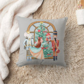 くるみ割りクリスマス装飾用クッション – ライトグレー クッション (ブランケット)