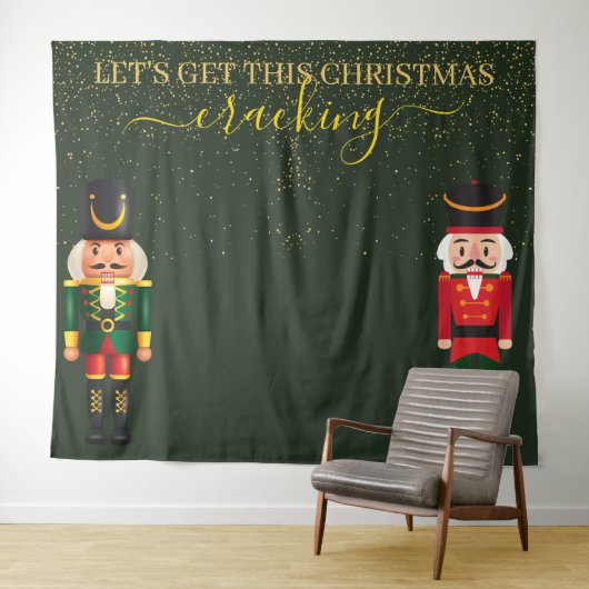 くるみ割りグリーンクリスマスフォトブース背景 タペストリー (インサイチュ(横))