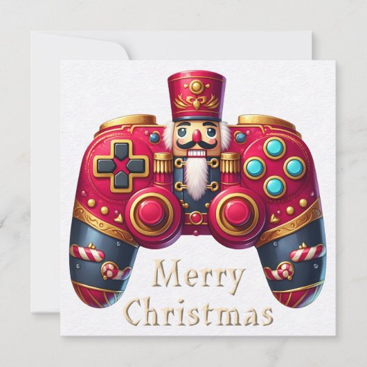 くるみ割りゲームコントローラのクリスマスイーティングカード (正面)