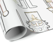 くるみ割りシャドーの輪郭スノーフレーク白 ラッピングペーパー (ロールコーナー)