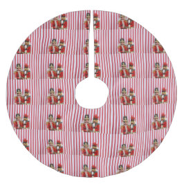 くるみ割りストライプ器 ブラッシュドポリエステルツリースカート