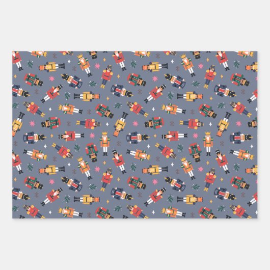 くるみ割りスリーと3クリスマスの雪だるまセット ラッピングペーパーシート (正面)