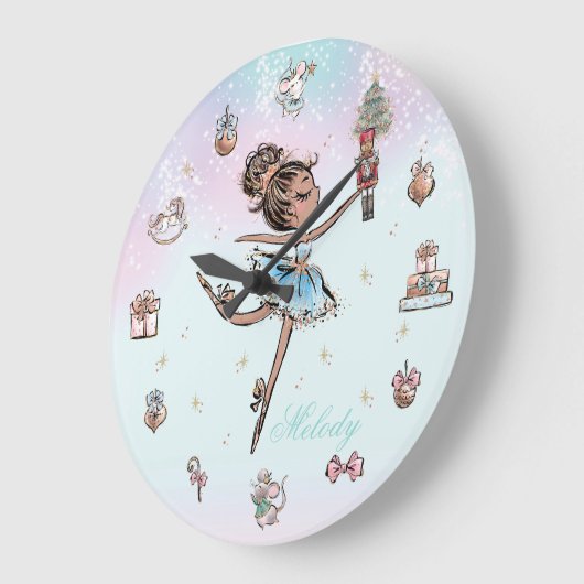 くるみ割りダークスキンダンスバレエクリスマス ラージ壁時計 (傾斜)
