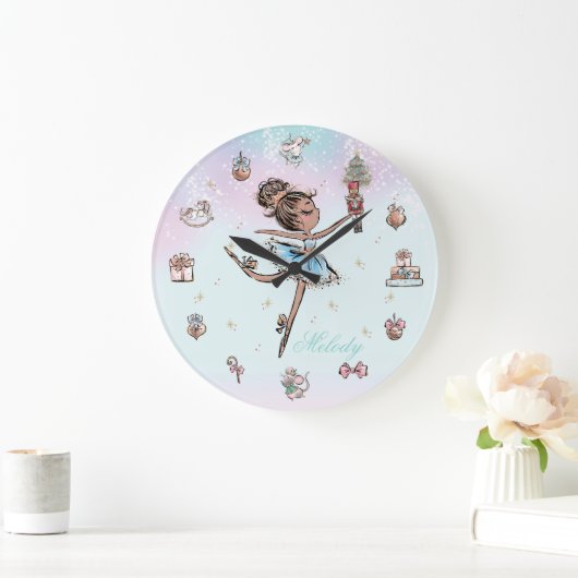 くるみ割りダークスキンダンスバレエクリスマス ラージ壁時計 (ホーム)
