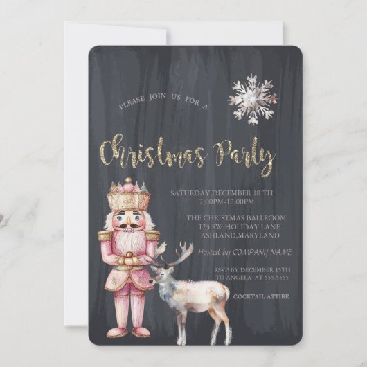 くるみ割りトナカイ,スノーフレークのクリスマス 招待状 (正面)