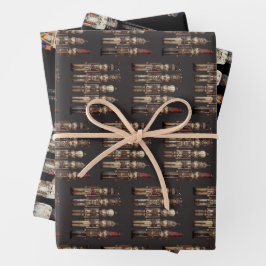 くるみ割りトリオクリスマスブラック ラッピングペーパーシート