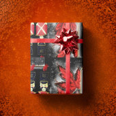 くるみ割りトリオバレリーナレッド葉ズ ラッピングペーパー