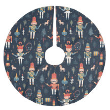 くるみ割りネイビーブルーパターンクリスマスツリースカート