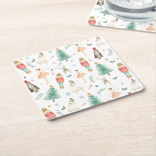 くるみ割りバレエのクリスマスイメージ スクエアペーパーコースター (アングル)