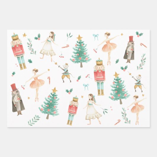 くるみ割りバレエのクリスマスイメージ ラッピングペーパーシート (正面3)