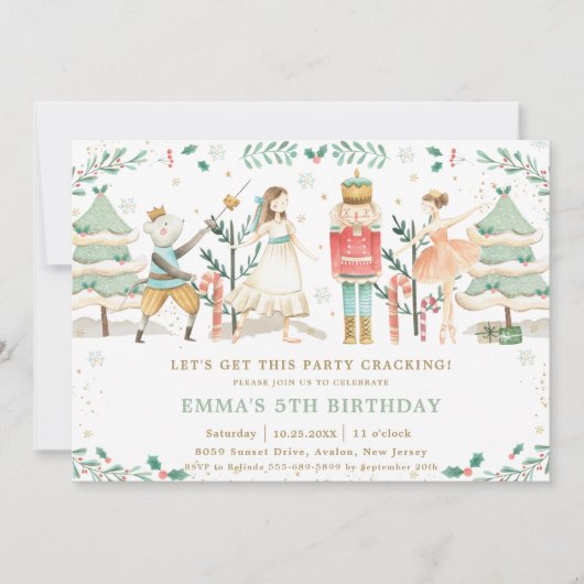 くるみ割りバレエのクリスマスバースデーパーティー 招待状 (正面)