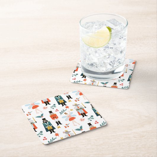 くるみ割りバレエのクリスマスパーティー スクエアペーパーコースター (インサイチュ)