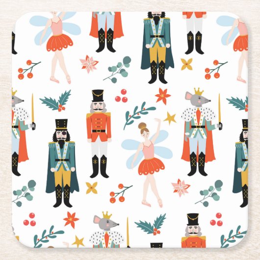 くるみ割りバレエのクリスマスパーティー スクエアペーパーコースター (正面)