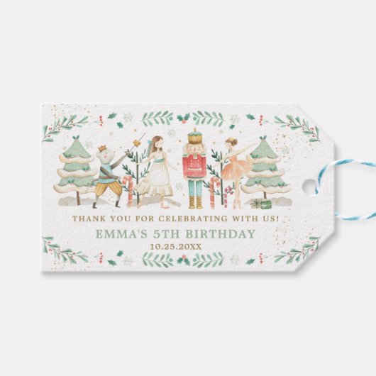 くるみ割りバレエのクリスマス誕生日ありがとう ギフトタグ (正面(横))
