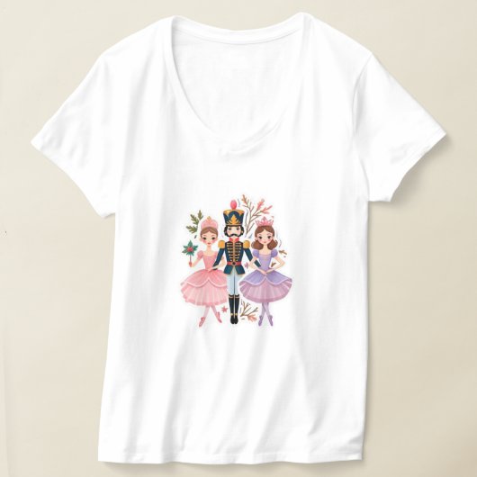 くるみ割りバレエの夢：お洒落クリスマス Tシャツ (レイダウン)