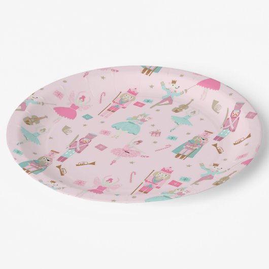 くるみ割りバレエピンククリスマス ペーパープレート (アングル)