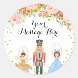 くるみ割りバレエピンクフラワーありがとうごシール ラウンドシール