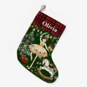 くるみ割りバレエ砂糖プラム妖精レッドギンガム スモールクリスマスストッキング (正面 (吊り時))