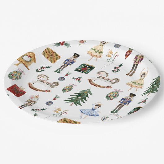 くるみ割りバレリーナのクリスマス誕生日パーティー ペーパープレート (アングル)