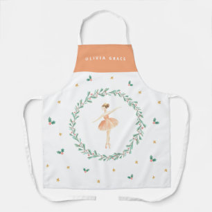 くるみ割りバレリーナ植物性かわいいクリスマスの女の子 エプロン