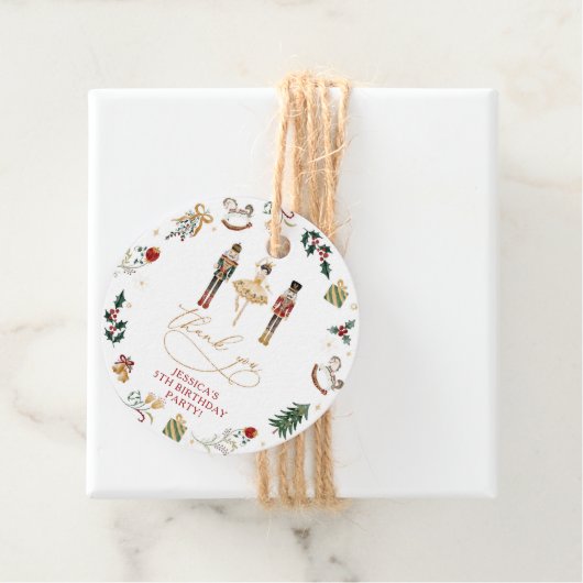 くるみ割りバレリーナ赤金ゴールド子供の誕生日パーティー フェイバータグ (インサイチュ)