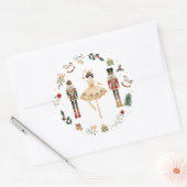 くるみ割りバレリーナ赤金ゴールド子供の誕生日パーティー ラウンドシール (封筒)