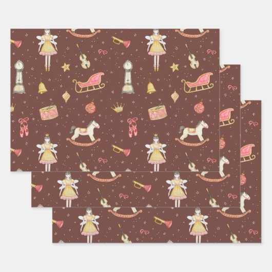 くるみ割りバレリーナ・クリスマス ラッピングペーパーシート (セット)