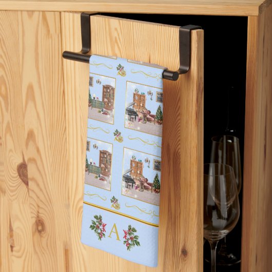 くるみ割りバレーブルーへのコード キッチンタオル (三つ折り)