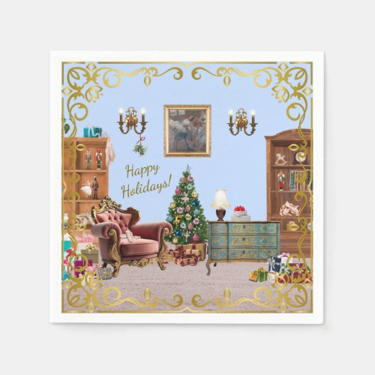 くるみ割りバレーブルーへのコード スタンダードカクテルナプキン (正面)