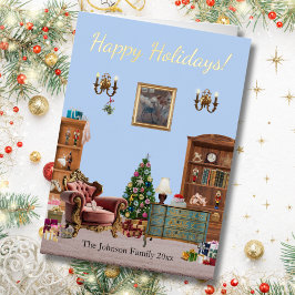 くるみ割りバレーブルーへのコード 箔グリーティングカード