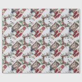 くるみ割りパインホリーランタンクリスマス ラッピングペーパー (フラット)