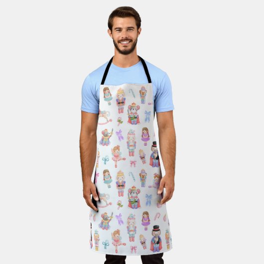 くるみ割りパターンのクリスマス エプロン (着用した状態)