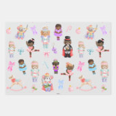 くるみ割りパターンのクリスマス ラッピングペーパーシート (正面)