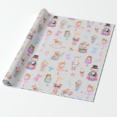 くるみ割りパターンのクリスマス ラッピングペーパー (アンロールド)