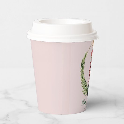 くるみ割りパーソナライズされたかわいいピンク赤のクリスマス 紙コップ (右)