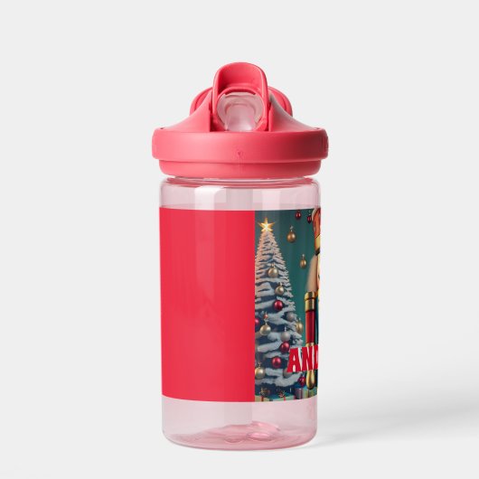 くるみ割りパーソナライズされたクリスマスキッズ名 ウォーターボトル (正面)