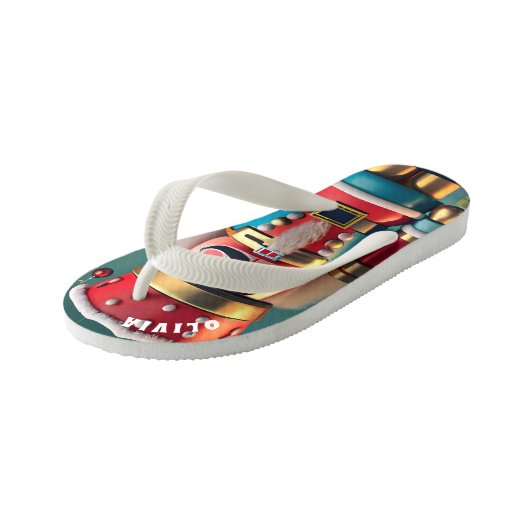 くるみ割りパーソナライズされたクリスマス キッズビーチサンダル (アングル)