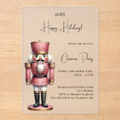 くるみ割りピンクの曇りクリスマスパーティー アクリル招待状 (正面)