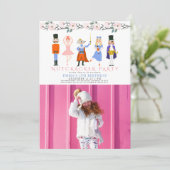 くるみ割りピンククリスマスガール誕生日写真 招待状 (スタンド正面)