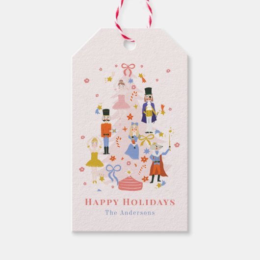 くるみ割りピンククリスマスツリーホリデー ギフトタグ (正面)