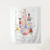 くるみ割りピンククリスマスツリーホリデー タペストリー (正面)