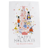 くるみ割りピンククリスマスツリーホリデー ミディアムペーパーバッグ (正面)