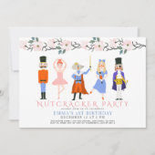 くるみ割りピンククリスマスフローラ1st誕生日 招待状 (正面)