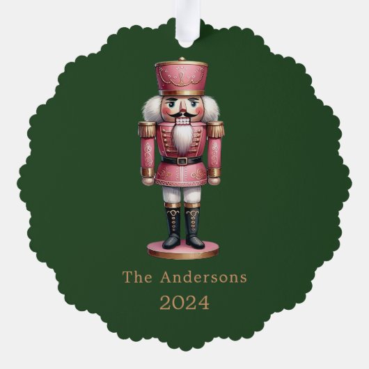 くるみ割りピンクグリーンシンプルクリスマス オーナメントカード (裏面)