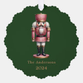 くるみ割りピンクグリーンシンプルクリスマス オーナメントカード (正面)